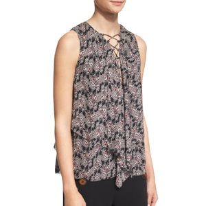 Derek Lam 10 Crosby Silk Floral Lace-Up Blouse